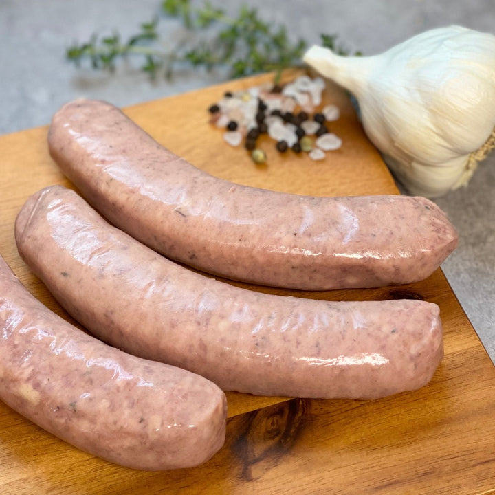 Forest pasture raised pork sausage links fresh French Garlic