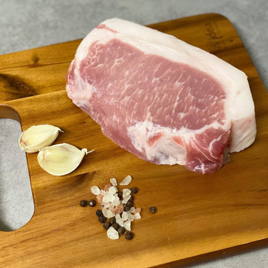 Forest pasture raised pork half pig loin chop chops boneless