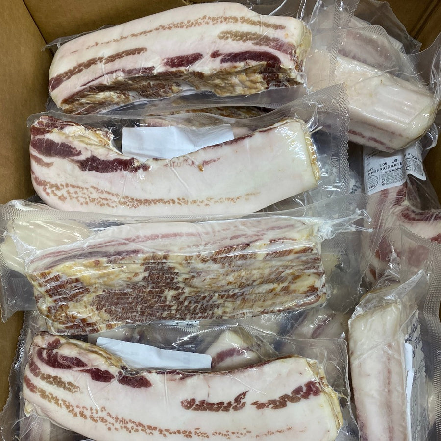 Forest pasture raised pork cured smoked bacon applewood